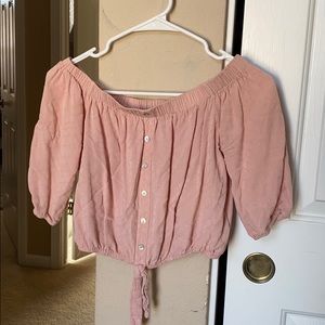 Crop top, light pink. Off the shoulder. Small